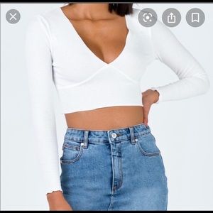 Princesses Polly long sleeve white crop top